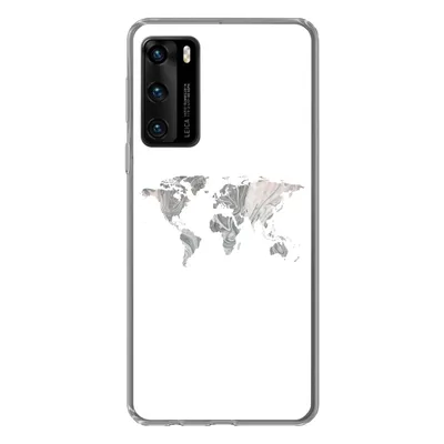 Produktbild von MuchoWow® Handyhülle Schutzhülle Hülle für Huawei P40 Weltkarte - Muster - Schwarz Silikon Softcase Handy Hülle - Handytasche