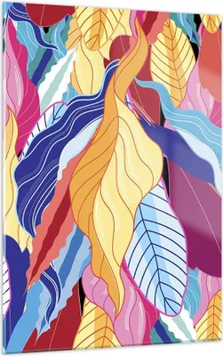 Produktbild von Bilder auf glas - Einteilig - Muster Blätter bunt - 50x70cm - Glasbilder - Wandbilder - Bilder - zum Aufhängen bereit - Wanddekoration aus Glas - Glas Bilder - Wandbild auf Glas - GPA50x70-4269