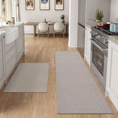Productafbeelding van Famanu keukentapijten - Antislip, wasbaar - 2 stuks - Beige, 61x92cm en 61x210cm