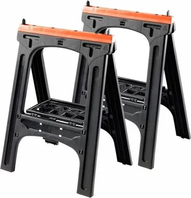 Immagine prodotto di Supporti a cavalletto pieghevoli, set da 2, carico massimo 200 kg, 60x10x80 cm, acciaio nero