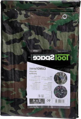Zdjęcie produktu dla Wodoodporna plandeka w kamuflażu do użytku na zewnątrz – wielofunkcyjna – do kempingu i ogrodu – 3 m x 4 m