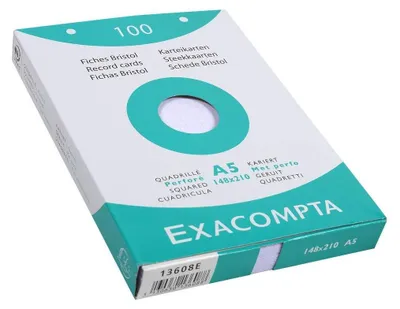 Produktbild von EXACOMPTA Karteikarten DIN A5 kariert weiß 100 Karteikarten