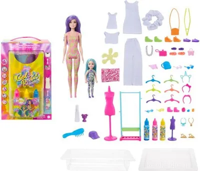 Produktbild von Mattel HCD29 - Barbie Chelsea - Color Reveal - Tie Dye Fahion Maker - Frbe-Set mit Barbie und Chelsea Puppe