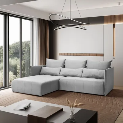 Produktbild von Kaiser Möbel Ecksofa, Sofa L form, Couch L form Hannover L stoff Castel Hellgrau Links