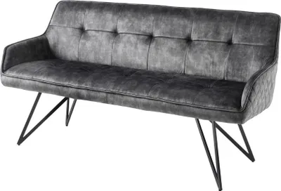 Produktbild von riess-ambiente Design Sitzbank EUPHORIA 160cm dunkelgrau Samt Retrostil Ziersteppung Hairpin Legs Metallbeine Armlehnen Polsterbank Bank