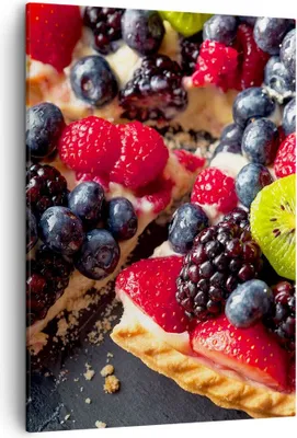 Produktbild von Bild auf Leinwand - Leinwandbild - Einteilig - Kuchen Dessert Obst Erdbeere - 50x70cm - Wand Bild - Wanddeko - Wandbilder - Leinwanddruck - Wanddekoration - Leinwand bilder - Wandbild - PA50x70-2871
