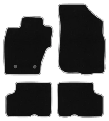 Produktbild von Velours-Fußmatten für Dacia Duster I 4WD 2010-2018 (SUV) – 4-tlg, Schwarz/Silber, passgenau – Wielganizator CARLUX