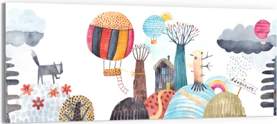Produktbild von DEQORI Glasbild Echtglas 150x60 cm 'Illustration für Kinder' Wandbild Bild modern Deko
