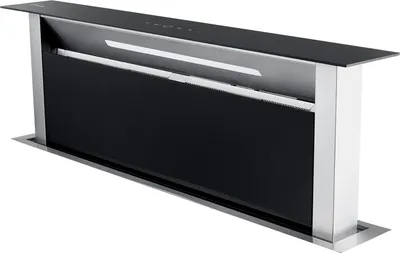 Produktbild von KKT KOLBE Downdraft Dunstabzug 87 cm | Tischabzug versenkbar | Dunstabzugshaube | Edelstahl | schwarzes Glas | Nachlaufautomatik | SensorTouch Bedienung | DRAFT870