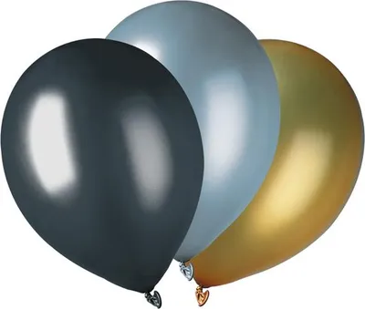 Produktbild von 7 Luftballon metallic Gold/Silber/Schwarz 30cm