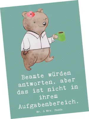 Produktbild von Mr. & Mrs. Panda Postkarte Beamtin Humor - Meeresbrise - Geschenk, Ansichtskarten, Berufsgestaltung, Beruf, Struktur, Dokumente, Postkarten, Behörden, Aufgabenbereich