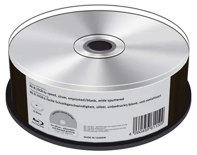 Produktbild von MediaRange BD-R 25GB 6-fache Schreibgeschwindigkeit, Silber, Unbedruckt/Blank, voll Metallisiert, 25er Cakebox