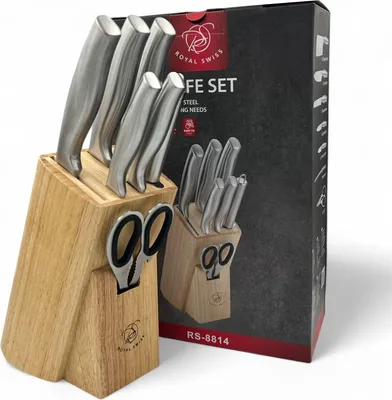 Messer-Set 7-teilig, rostfreier Stahl, Bambusblock