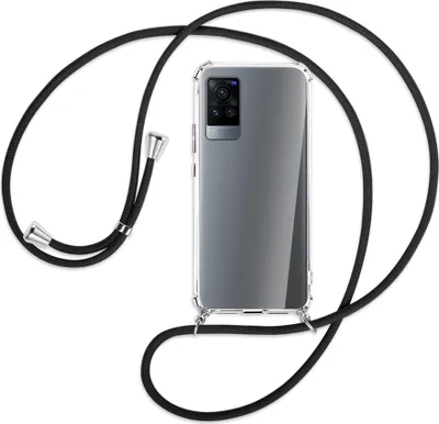 Produktbild von Handykette Backcover-Schutzhülle mit Band (Metall silberfarben) für vivo X60 Pro - schwarz