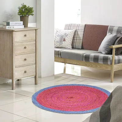 Produktbild von Jute-Teppich rund 80x0,5cm Läufer Vorleger Wohnzimmerteppich Deko Brücke