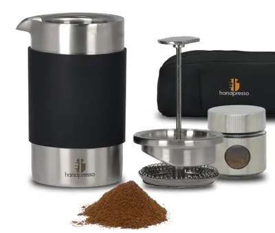 French Press Reisekocher 0,35 l Edelstahl doppelwandig isoliert