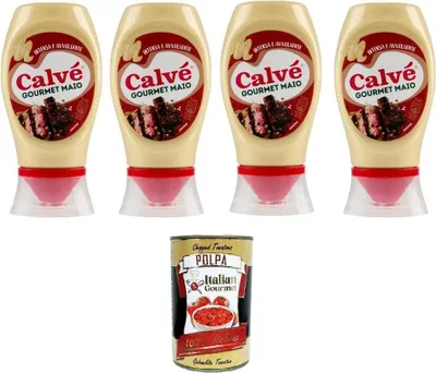 Produktbild von Calvé Gourmet Maio Intensiv und einhüllend 4x 245 ml+ Italian Gourmet polpa 400gr