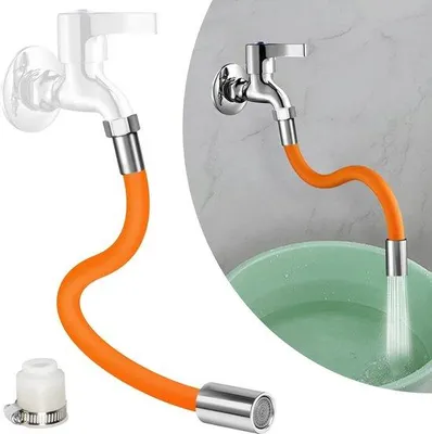 Productafbeelding van 50 cm universele slangverlenging voor keukenkraan, 360 graden draaibaar, keukenkraanslang, universele schuimverlenging met adapters voor keuken en badkamer