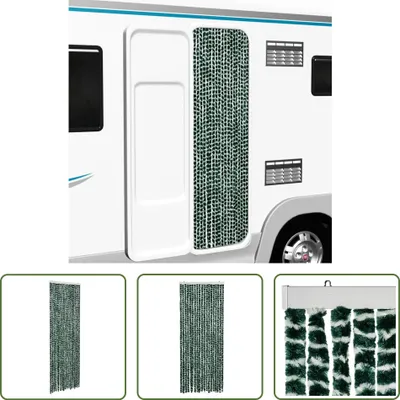 Imagen del producto de Cortina anti-insectos Living Store, verde y blanca, 56x185 cm, de chenilla