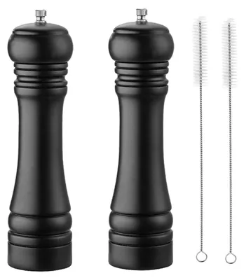 Salz- und Pfeffermühlen-Set, 2 Stück, Holz, schwarz, 8 Zoll, Keramikmahlwerk