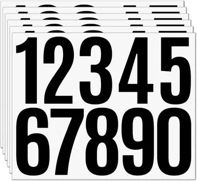 Productafbeelding van Kentekenplaatstickers - Nummerstickers - 6 vellen waterbestendige, zelfklevende cijfers - Geschikt voor auto's, huisnummers, deuropeningen, brievenbussen en kamerdecoratie - Geschikt voor binnen- en buitengebruik - 1 set - Wit - Zwart