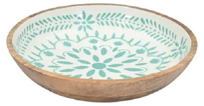 Imagen del producto de Solo Natural – Plato de madera – Color petróleo – 27 × 27 × 6 cm