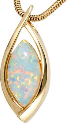 Produktbild von Anhänger mit Opal 375 Gold Gelbgold spitzoval Opalanhänger für Damen ohne Halskette