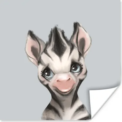 Produktbild von MuchoWow® Poster Zebra - Dschungel - Grau 100x100 cm - Babyzimmer