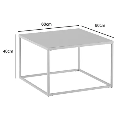 Immagine prodotto di FineBuy Tavolino da caffè 60x60x40 cm Tavolo da soggiorno in metallo Tavolo industriale bianco Divano Tavolo quadrato Tavolo da salotto Tavolino in acciaio Tavolino quadrato