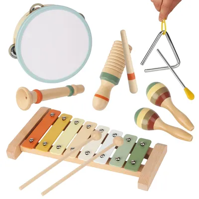 Image de Solidchoice - Jouet musical Montessori en bois, 6 en 1, pour enfants