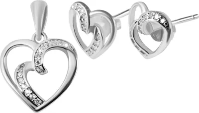 Produktbild von 925/- Echt Silber Schmuckset "Royela" mit Ohrringen und Anhänger, 925/rhodiniert