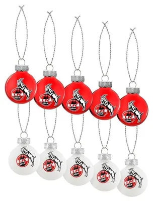 Weihnachtskugeln "Rut un wieß" Set, 10 Stück, rot/weiß, Glas, 3 cm