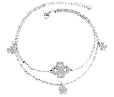 Produktbild von Akzent 5110030-001 Edelstahl Fußkette 26 + 5cm Länge silberfarben - Kleeblatt