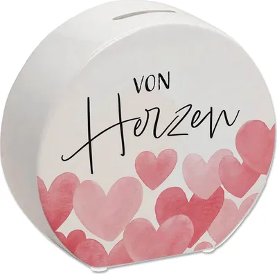 Produktbild von Herzen Spardose mit Spruch Von Herzen