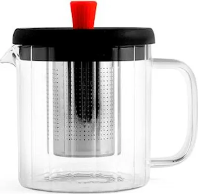 Produktbild von Teekanne aus durchsichtigem Borosilikatglas, 0,6 Liter, mit Edelstahlfilter.