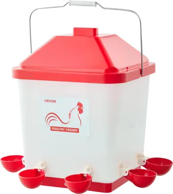 Produktbild von VEVOR Hühnertränke 19 L, Automatische Geflügeltränke mit 6 Wassernäpfen, Wasserspender, Schwerkrafttränke mit Griff & Dichtungsring, wasserdichtes PP-Material, verlustfreies Design, für Hühner