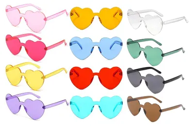 Produktbild von Herz-Partybrille 12er Pack, Rahmenlose Sonnenbrille Mit Herzform, Für Karneval Geburtstagsparty Und Foto-Requisiten