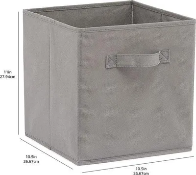 Produktbild von Famanu Aufbewahrungskorb Organizer mit Griffen - Grau, 27 x 27 x 28 cm, Set von 6