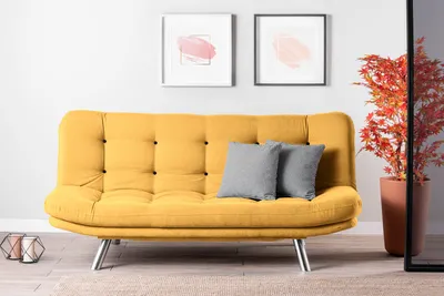 Produktbild von Hanah Home, Misa Sofabed - Mustard, 3-Sitzer-Schlafsofa, 100 % METALL, Senf, 200 x 105 x 95 cm