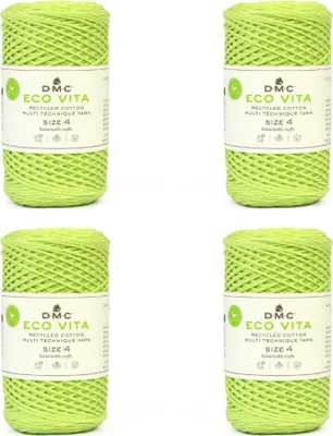 Image de 4 pelotes de DMC Eco Vita-4 – fil de coton (4 mm) composé à 80 % de coton recyclé et à 20 % de polyester (couleur 138)