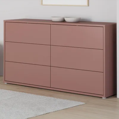 Produktbild von Forte ALICE SPRINGS Sideboard 150 155, modernes, großes Sideboard mit 3 Schubladen, Wohnzimmer, Holzwerkstoff, Terrakotta, 154,1 cm breit x 83,1 cm hoch x 41,5 cm tief