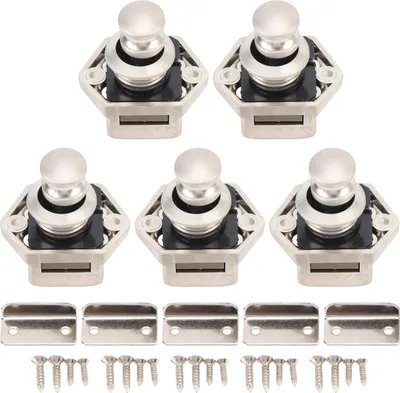 Obrázok produktu pre 5PCS Push Button Latch Elegantný viacúčelový RV Keyless Cabinet Door Knob pre Motorhome Home Yachts Pearl Ni Color