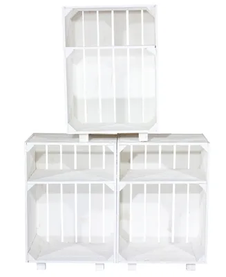 Produktbild von 6er Set Neuer weißer Nachttisch 30,5cm x 40cm x 54cm Nachtschrank Abstelltisch Regalkiste Apfelkiste/Weinkiste/Obstkiste weiss Tisch Ablage Landhaus klassisch