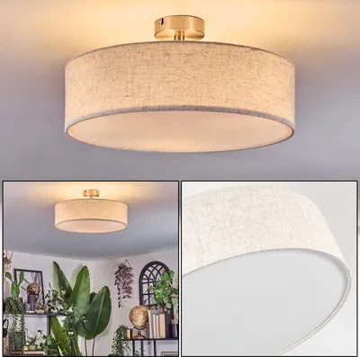 Produktbild von Mels Deckenlampe aus Metall/Kunstleinen/Kunststoff in Nickel-matt/Natur