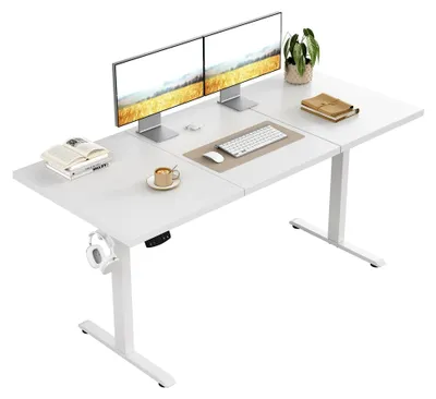 Produktbild von Höhenverstellbarer Schreibtisch, Elektrischer Steh-Sitz Bürotisch, Computertisch mit 2 Speicherfunktionen, Stehpult, 120 x 60 cm, Weiß