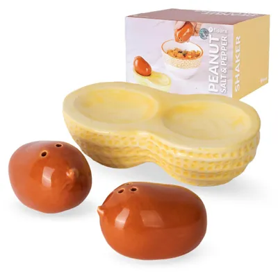 Obrázek produktu pro Elzusha – Keramická sada na sůl a pepř ve tvaru arašídu