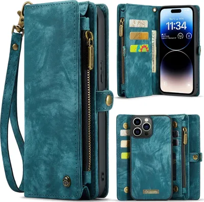 Produktbild von Caseme 008 iPhone 15 Pro Max Hülle Abnehmbare 2in1 Klapphülle Geldbörse - Blau