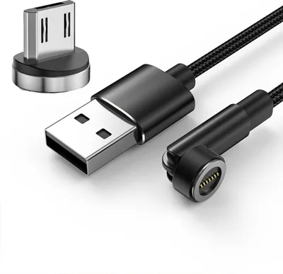 Productafbeelding van 540-graden roterende magnetische kabel, 3A, snelladen, USB-data, compatibel met iPhone, Xiaomi en andere telefoons met micro-USB-aansluiting