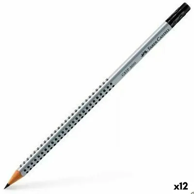 Zdjęcie produktu dla Faber-Castell 117201 Bleistift GRIP 2001 mit Radierer - B, silbergrau