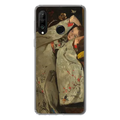 Produktbild von MuchoWow® Handyhülle Schutzhülle Hülle für Huawei P30 Lite Mädchen im weißen Kimono - Gemälde von George Hendrik Breitner Silikon Softcase Handy Hülle - Handyhülle